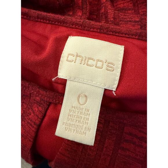 Chico's size 0 (Small / 4) Textured Knit Sheath Dress Red Long Sleeve Scoop Neck - Picture 3 of 7